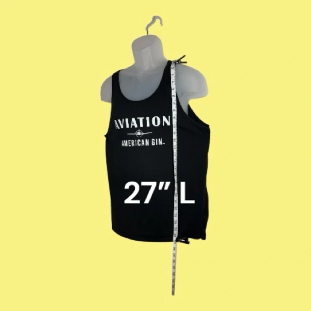 Aviation American Gin Men’s Black Tank Top No Size Tag Best Guess S/M